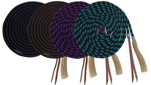 19581: Showman® 23' Nylon braided Mecatie Reins with Horse Hair