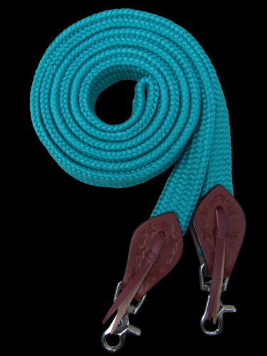 19595: Showman ® 8' flat cotton roping/barrel reins with scissor snap ends Reins Showman   