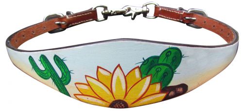 19597: Showman ® Hand painted wither strap with a sunflower and cactus design Wither Strap Showman   