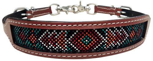 19613: Showman ® wither strap with teal, red, and orange crystal rhinestone diamond design inlay Wither Strap Showman   