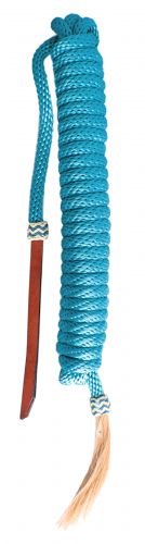 202215: Showman® 23' Nylon Mecate Reins with Horse Hair Tassel and Leather Popper Reins Showman   