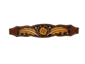 202609: Showman ®  Adjustable nylon bronc halter with painted feather design noseband in yellow an Bronc Halter Showman   