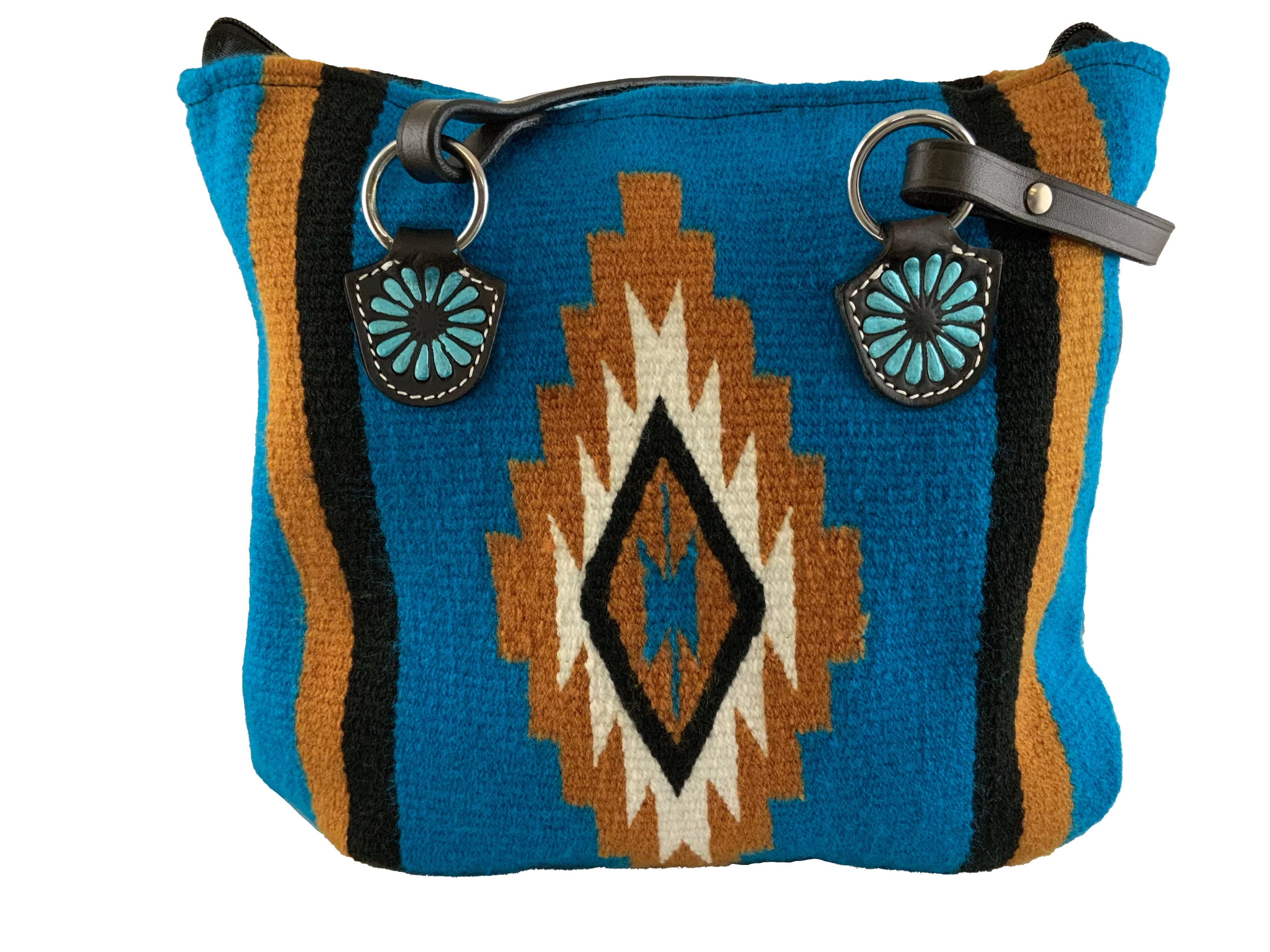 202619: Showman ® Southwest Saddle blanket handbag with genuine leather handle with painted concho Primary Showman   