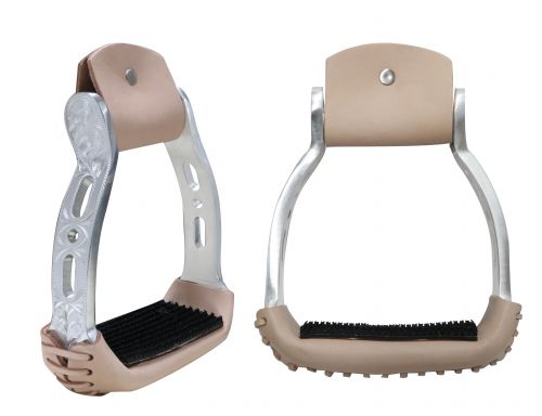 2212653: Showman ® Light weight polished aluminum stirrups with engraved and cut out design Stirrups Showman   
