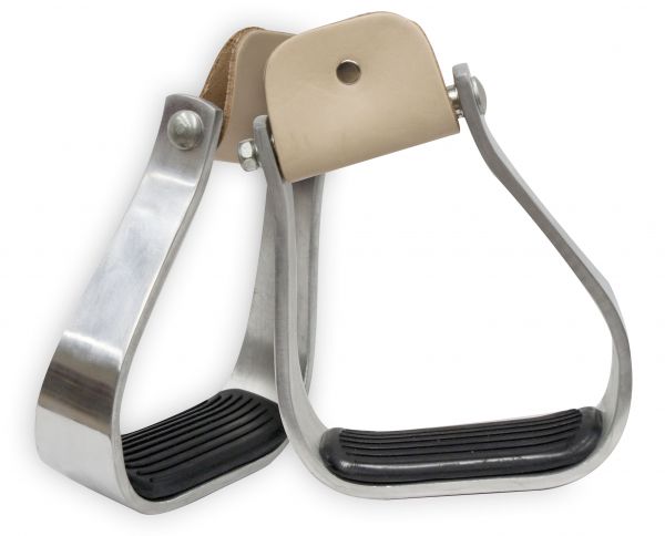 221367: Showman ® Angled off set aluminum stirrups with removable rubber tread Stirrups Showman   