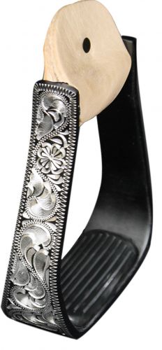 22136KL: Showman™ Black Aluminum stirrups with Silver Engraving Stirrups Showman   
