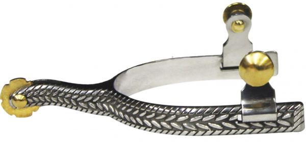 22250: Showman™ Stainless Steel Spur with Rope Engraving Western Spurs Showman   