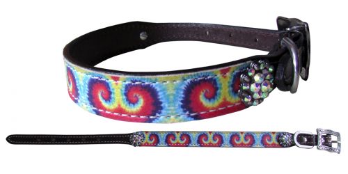 22445: Showman Couture ™ Genuine leather dog collar with tie dye print Primary Showman   