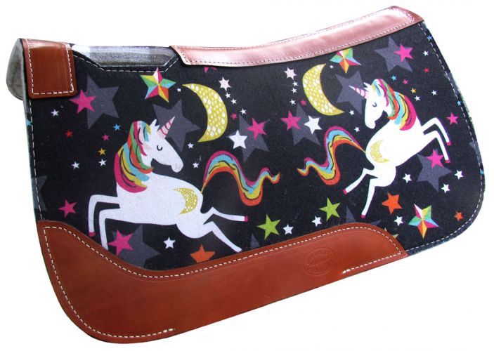 23052: Showman ® PONY SIZE 24" x 24" Dreaming Unicorn printed solid felt saddle pad Western Saddle Pad Showman   