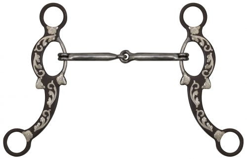 237040: Showman ® 5" Brown Snaffle Bit with Engraved Silver Overlays Bits Showman   