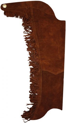 2440X: Suede leather chaps with fringe down each leg Leather Chinks Showman Saddles and Tack   