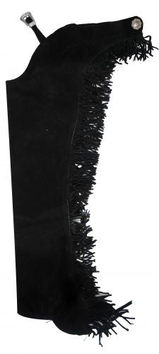 2442: Showman® Suede leather chaps with fringe down each leg Leather Chinks Showman   