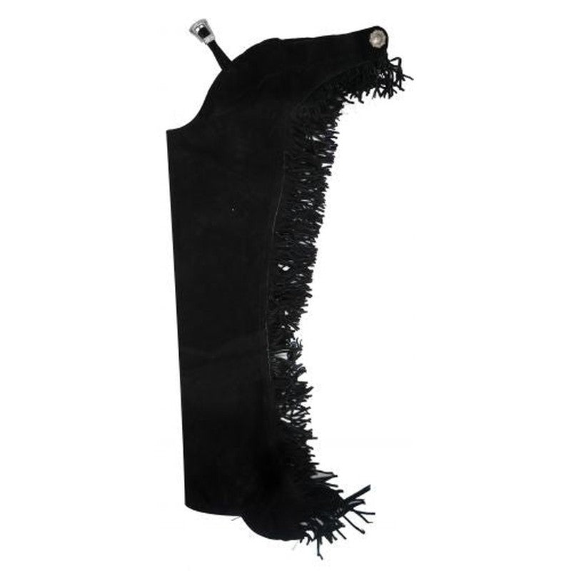 2442: Showman® Suede leather chaps with fringe down each leg Leather Chinks Showman   