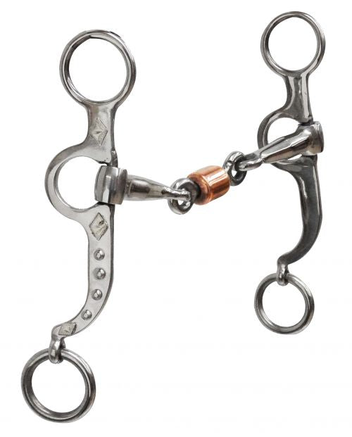 255304: Showman® Stainless steel Argentine snaffle bit with copper roller Bits Showman   