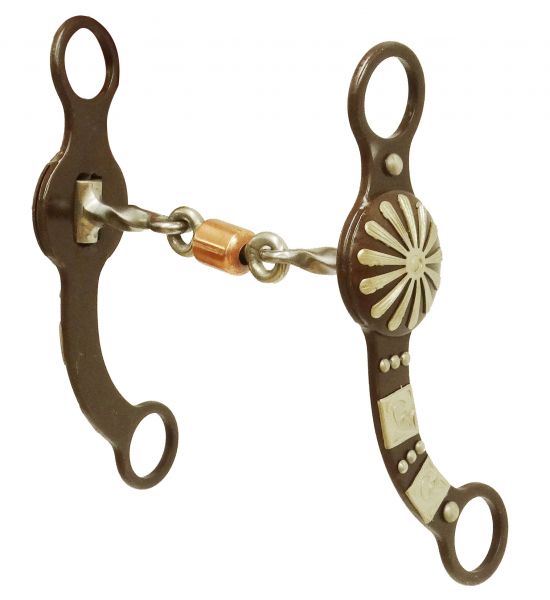 255877: Showman ® Brown steel concho style bit with copper roller dogbone mouth Bits Showman   