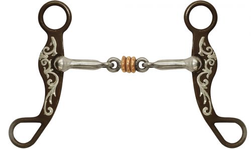 256782Q: Showman ®Antique brown steel shank bit with silver overlay and a copper ring stainless st Bits Showman   