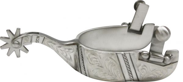 257340: Showman™ Stainless Steel Spur With Rope and Filigree Engraving Western Spurs Showman   