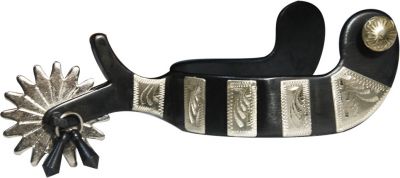 257373: Showman™ Black Steel Jingle Bob Spur with Engraved Silver Accents Western Spurs Showman   
