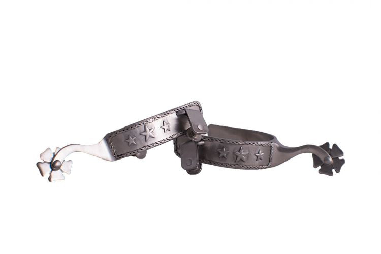 25793MM: Showman ® Men's size stainless steel spur with rope border and stars Western Spurs Showman   