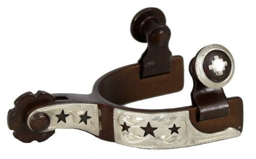 2581422: Showman™ toddler size antique brown steel silver show spur with cut out stars Western Spurs Showman   