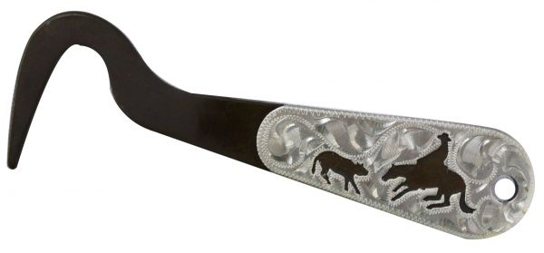 261026: Showman™ Cutting horse brown steel silver engraved hoof pick Hoof Showman   