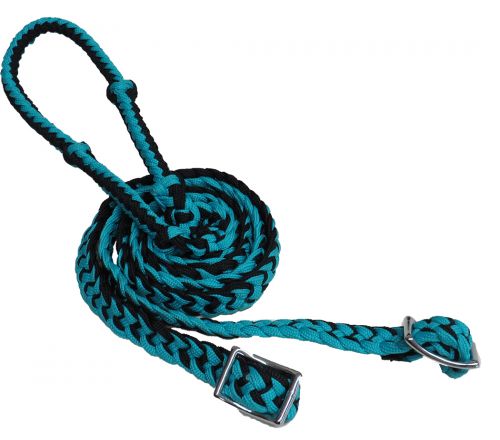 27109-2: Showman™ braided nylon barrel reins with easy grip knots Reins Showman   