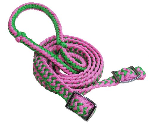 27109-2: Showman™ braided nylon barrel reins with easy grip knots Reins Showman   