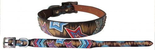 27472: Showman Couture ™ Genuine leather dog collar with red, white, and blue stars Primary Showman   