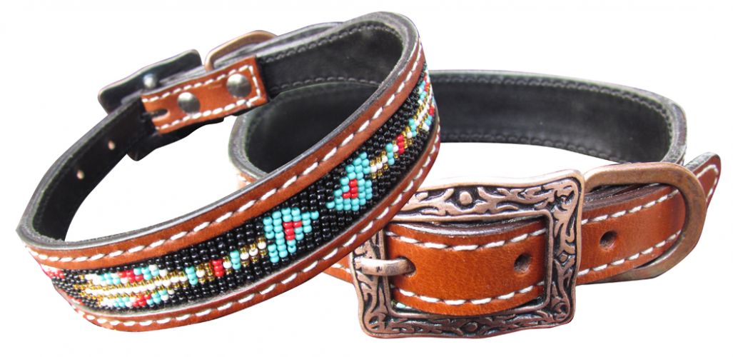 27505: Showman Couture ™ Genuine leather dog collar with a beaded arrow inlay Primary Showman   