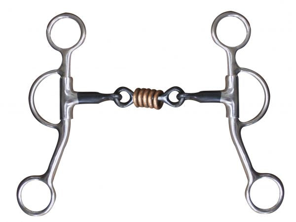 28-1104: Showman ® stainless steel 5" dog bone snaffle with rings Bits Showman   
