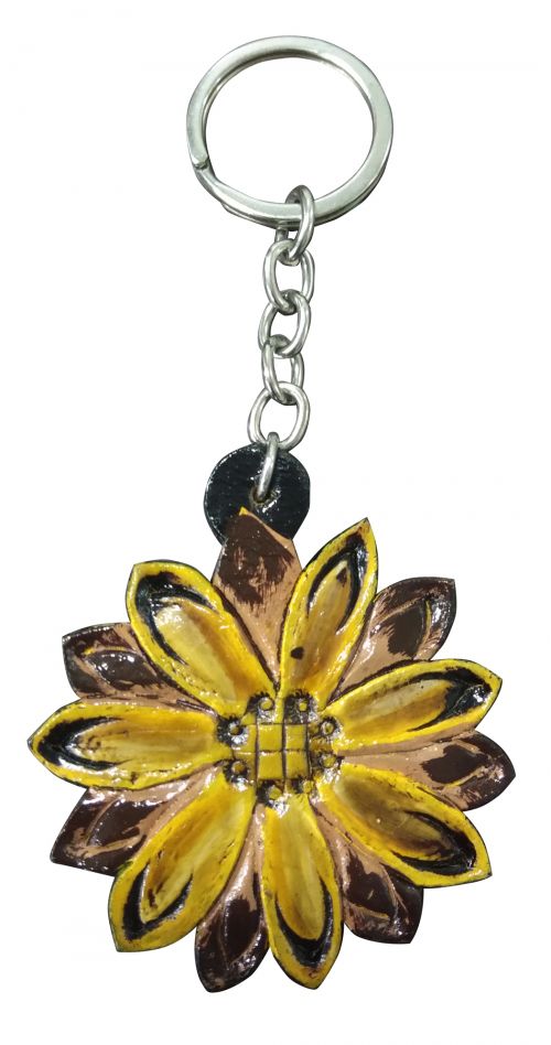 28540: Showman ® 2-1/2" H x 2-1/2" W Cut-Out leather Sunflower keychain Primary Showman   