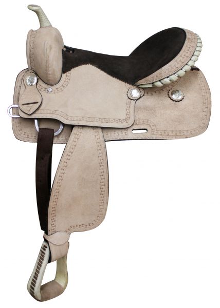 302816: 16" Full Rough Out Leather Economy Saddle Primary Showman Saddles and Tack   