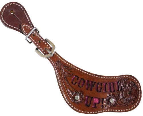 30628: Showman™ Ladies " Cowgirl Up" Spur Straps with Glitter Inlay Spur Straps Showman   