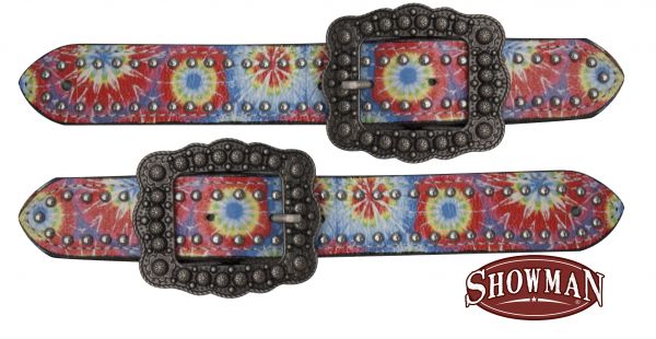 30663: Showman ® Ladies size tie dye print belt spur straps Spur Straps Showman   