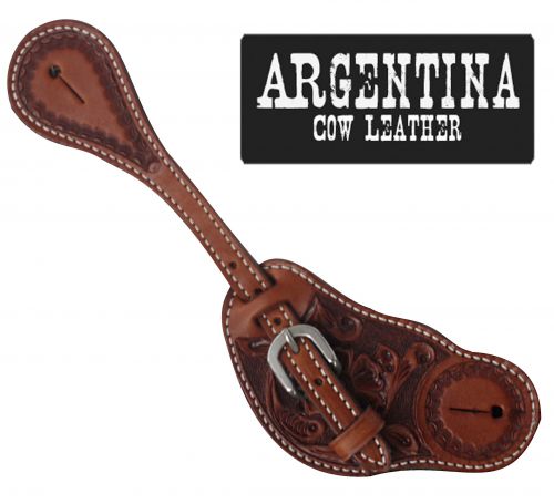 30672X: Showman® Mens Size Argentina Cow Leather Spur Straps Spur Straps Showman   
