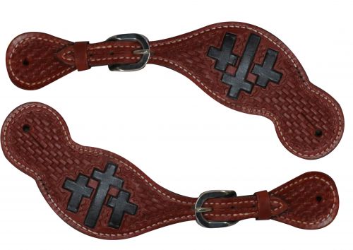 30805: Showman® Ladies size cross design spur straps Spur Straps Showman   