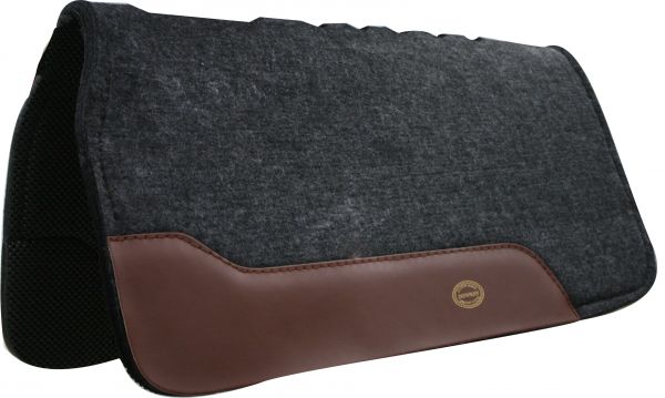 30927: Showman™ 32" x 32" saddle pad that prevents saddle roll with top grain wear leathers and li Western Saddle Pad Showman   