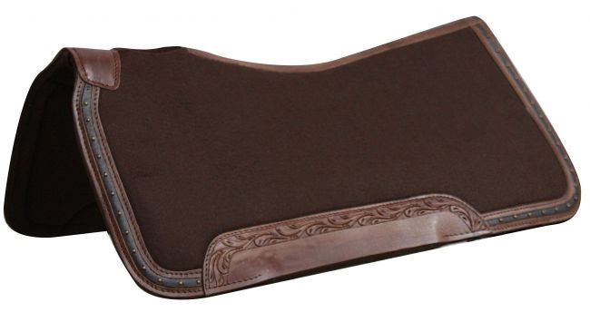 31" x 32"  100% Wool top, memory felt bottom saddle pad with leather trim Western Saddle Pad Shiloh   