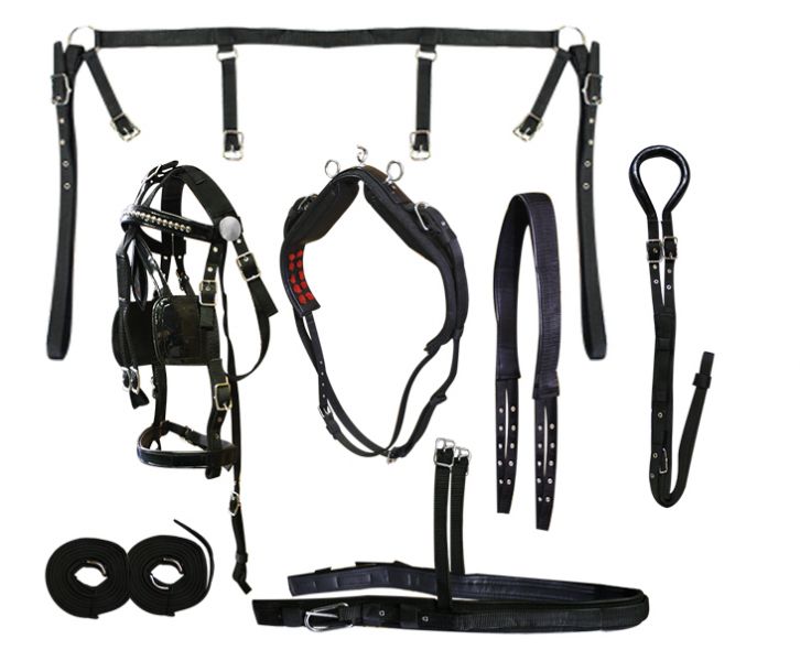 3200: Premium Medium - Large Horse Size nylon driving harness meant for heavy use Driving Harness Showman Saddles and Tack   