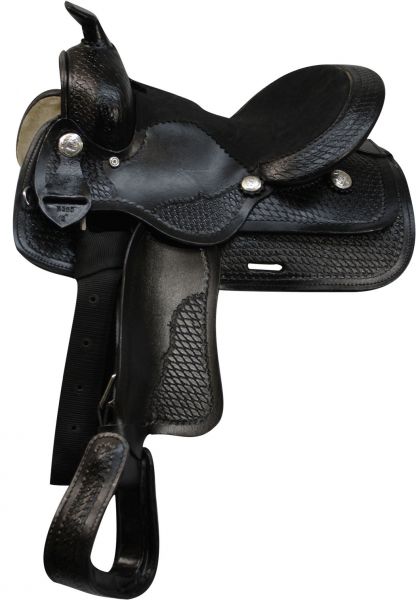 325312: 12" Pony saddle with basket weave tooling Youth Saddle Showman Saddles and Tack   