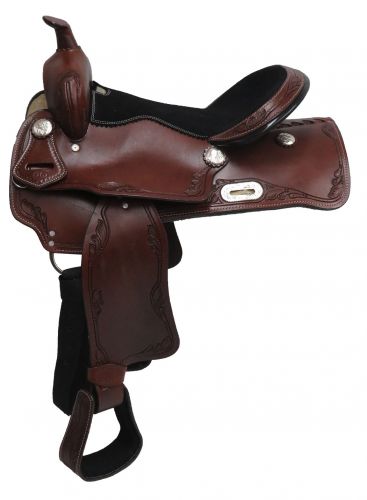 326716: 16" Economy style saddle with tooled accents Primary Showman Saddles and Tack   