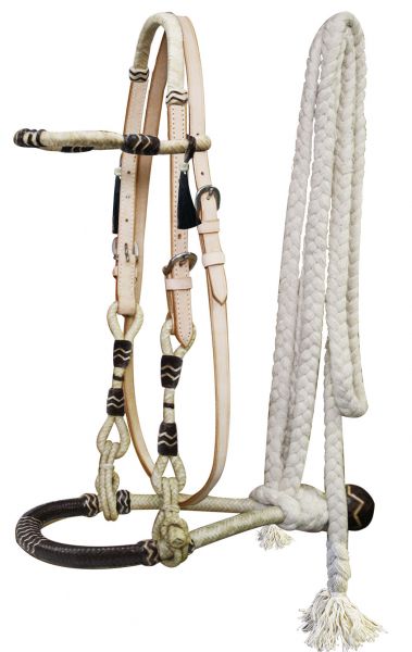 3312: Showman™ Fine quality rawhide core show bosal with a cotton mecate rein Headstall Showman   
