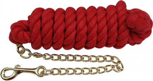 35119-1: 5/8" x 10' braided cotton lead with brass chain Primary Showman Saddles and Tack   
