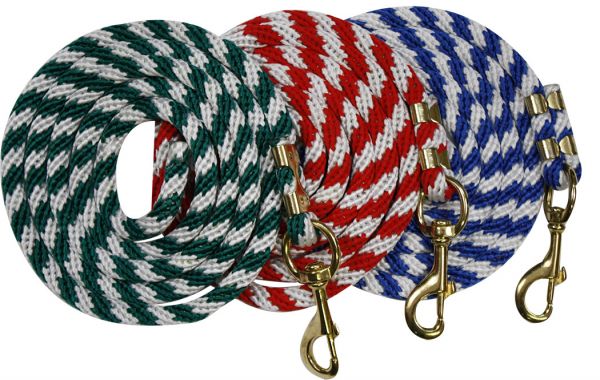 35180: 5/8" x 8' poly lead with brass snap Primary Showman Saddles and Tack   
