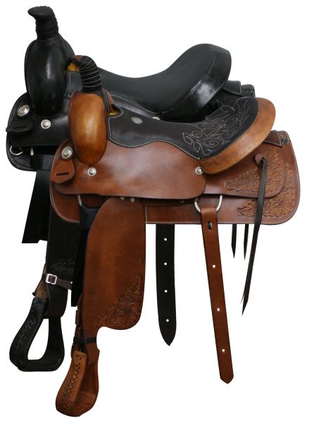 3736: 16", 17" Buffalo Roper Style Saddle Roping Saddle Buffalo   