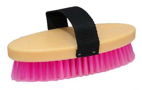 43001: 7" Neon body brush with nylon handle Brush Showman Saddles and Tack   