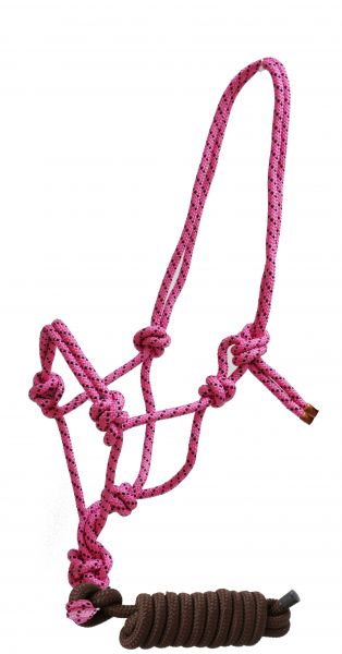 4329: Horse size braided nylon cowboy knot rope halter with removable 7 Cowboy Halter Showman Saddles and Tack   
