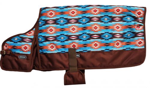 442017S: Showman ® Small Teal and Orange Southwest Design Waterproof Dog blanket Primary Showman   