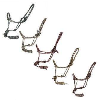 4592: Horse size cowboy knot halter with matching removeable lead Cowboy Halter Showman Saddles and Tack   
