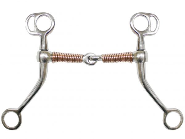 46210: Showman ® Stainless Steel Tom Thumb bit with 5" copper wrapped snaffle mouth and 7" cheeks Bits Showman   